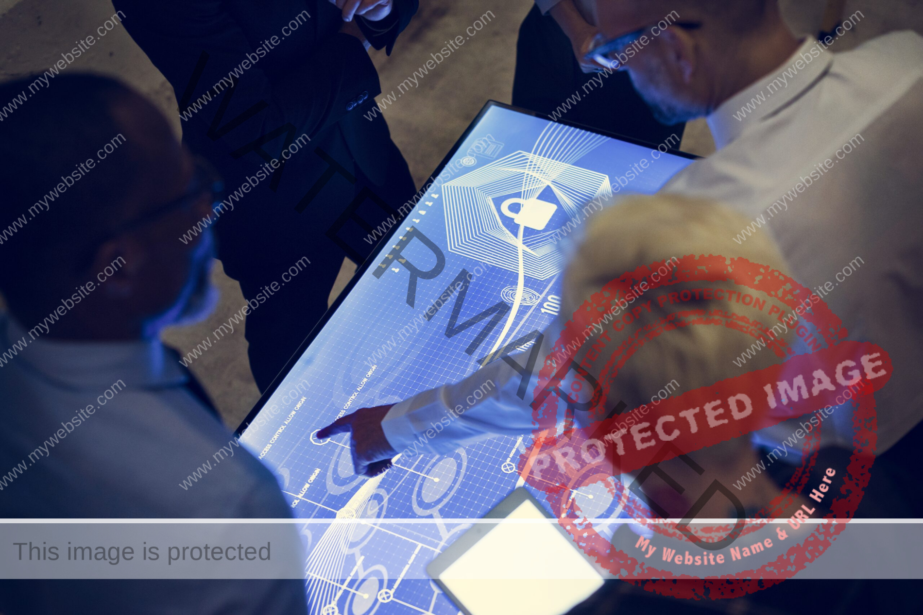 People in a technology cyber space meeting